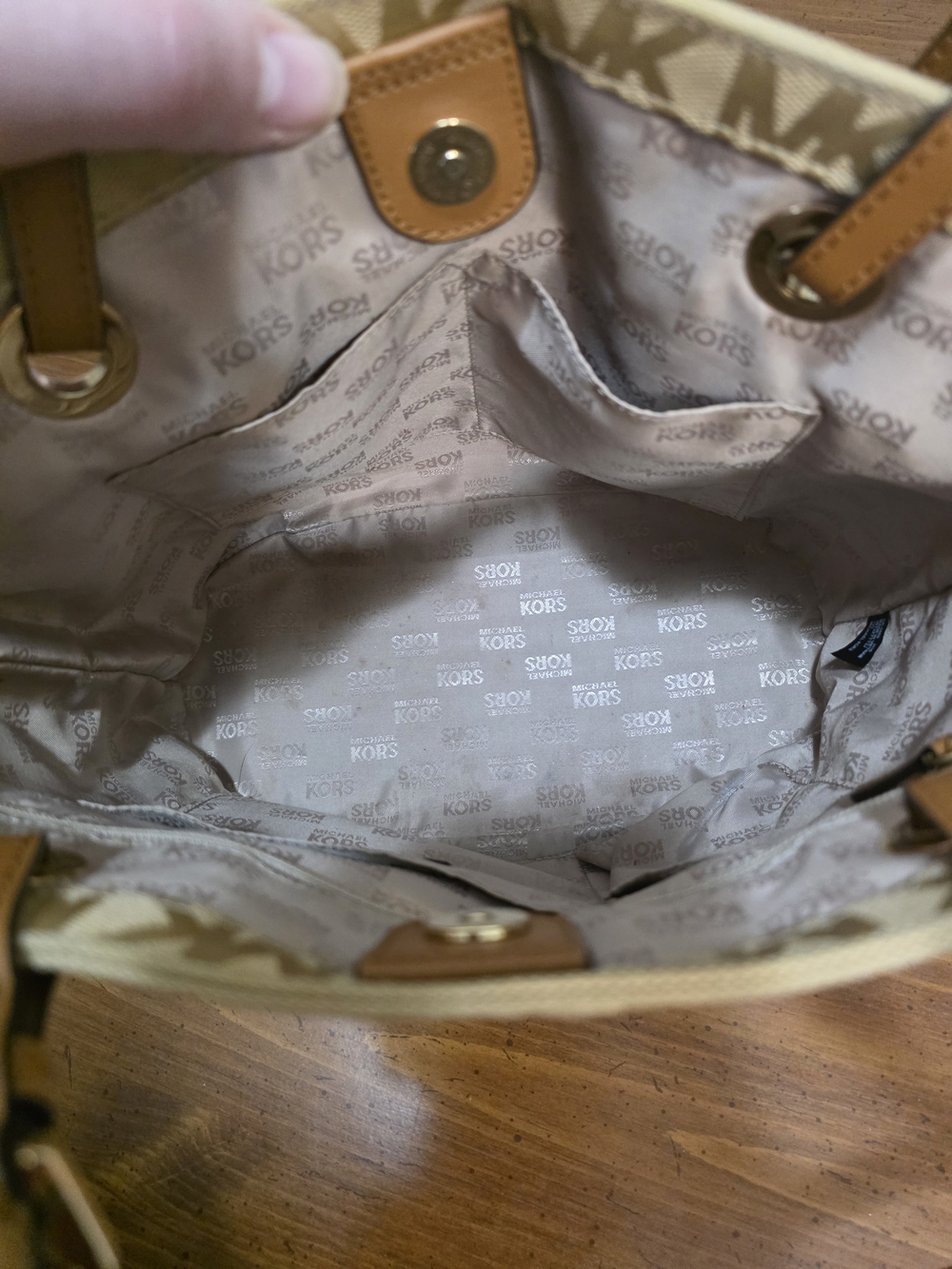 Michael Kors Beige/Tan MK Monogram Tote - Picture 10 of 12
